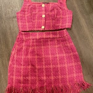 Pink tweed two piece set - size XS